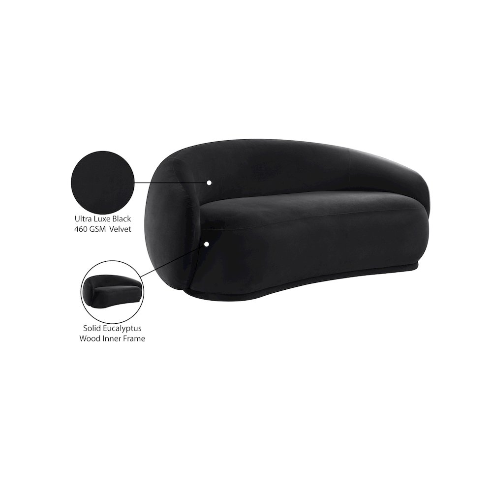 Emery Black Velvet Loveseat. Picture 8