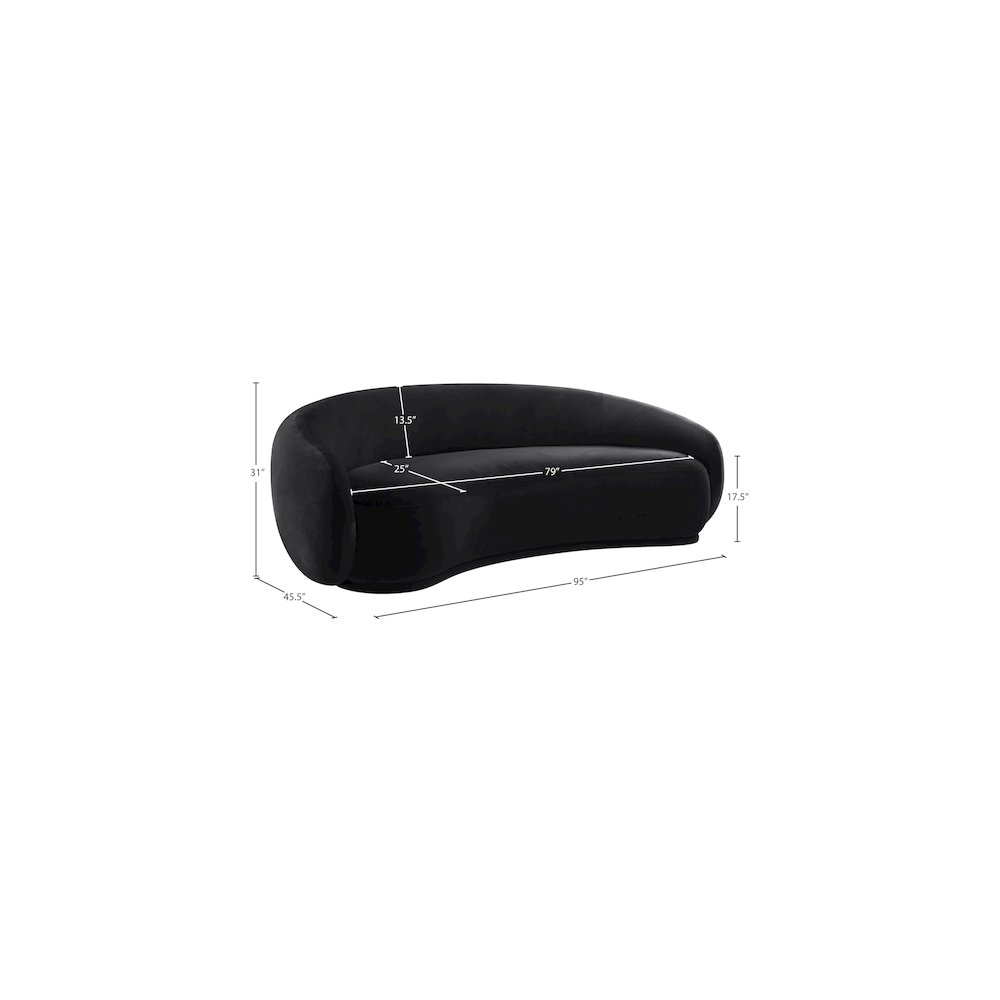 Emery 93" Black Velvet Upholstered Sofa. Picture 7
