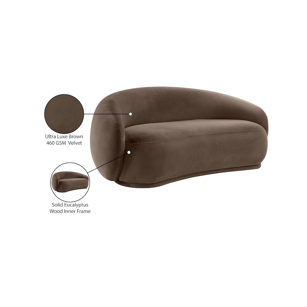 Emery Brown Velvet Loveseat. Picture 8