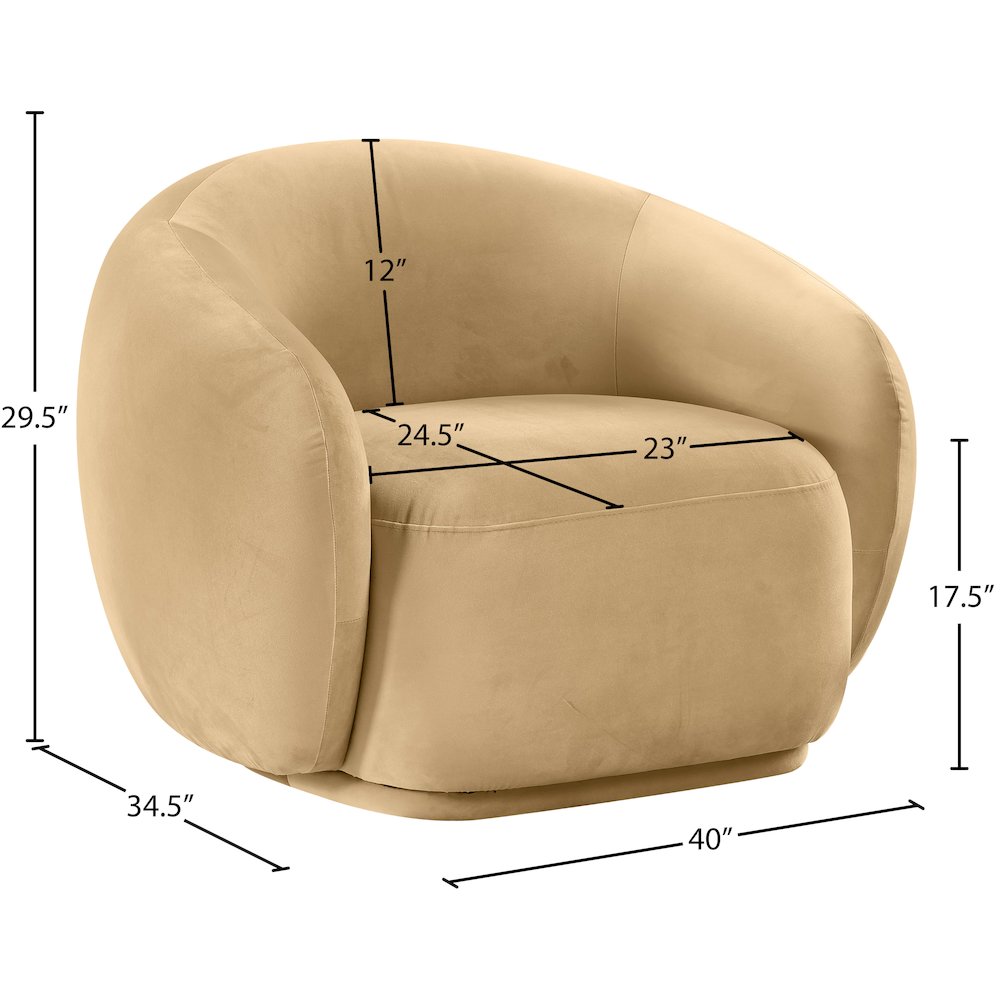 Emery Camel Velvet Chair. Picture 7
