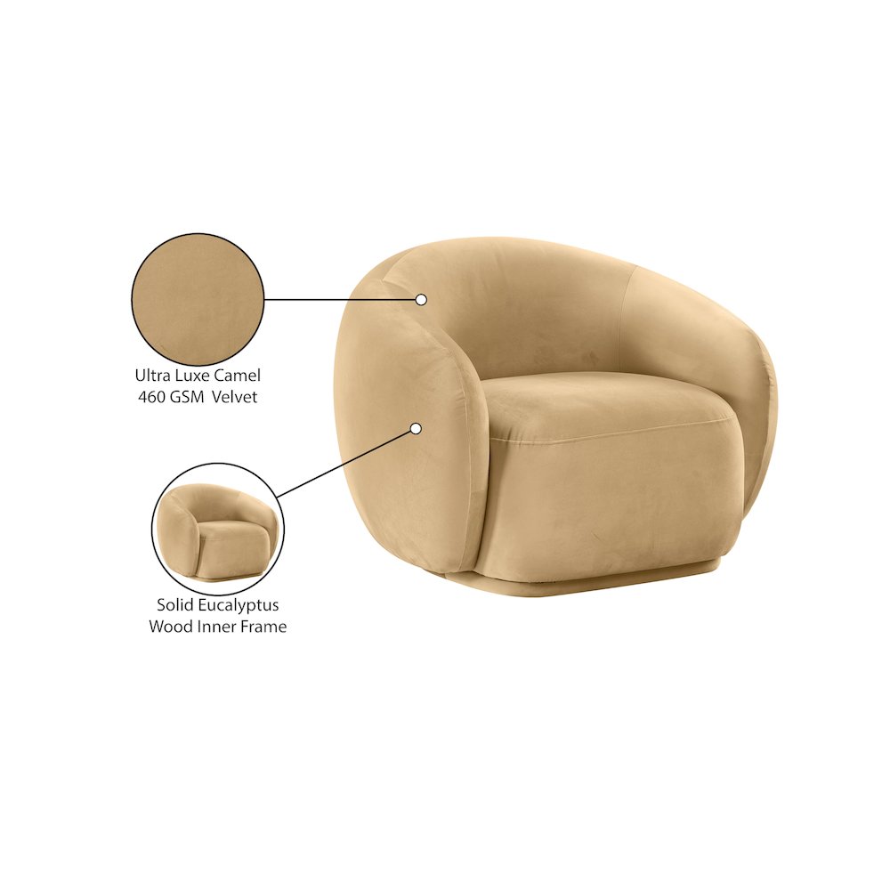 Emery Camel Velvet Chair. Picture 8