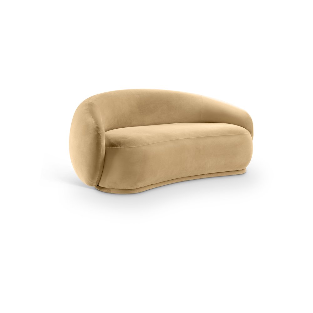 Emery Camel Velvet Loveseat. Picture 1