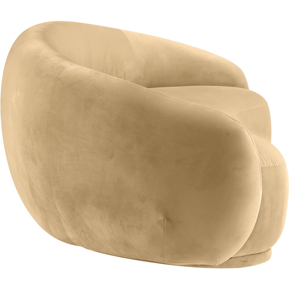 Emery 93" Camel Velvet Upholstered Sofa. Picture 3