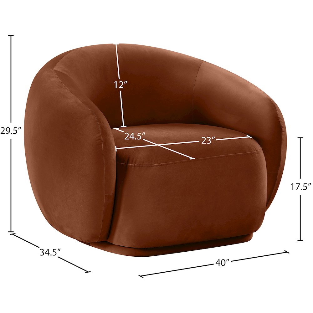 Emery Cognac Velvet Chair. Picture 7
