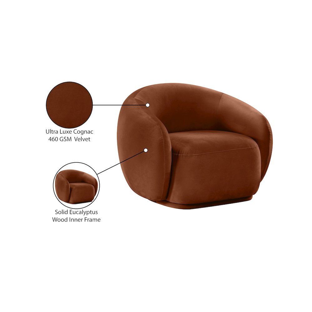 Emery Cognac Velvet Chair. Picture 8
