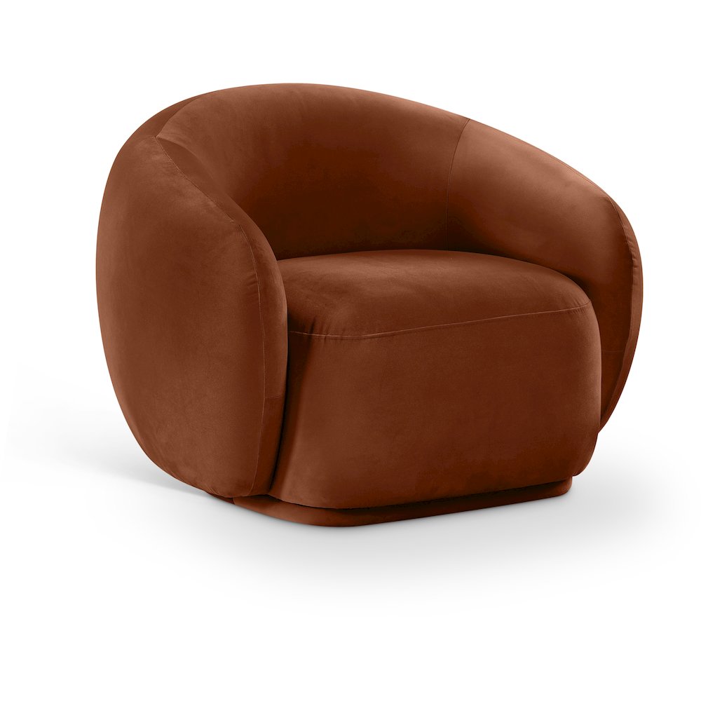 Emery Cognac Velvet Chair. Picture 1