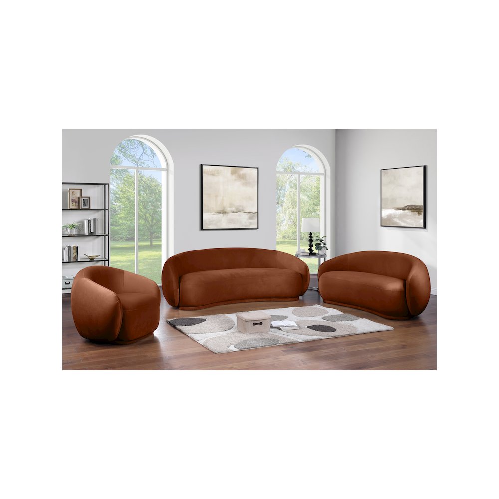 Emery Cognac Velvet Chair. Picture 6