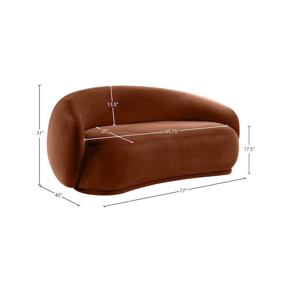 Emery Cognac Velvet Loveseat. Picture 7