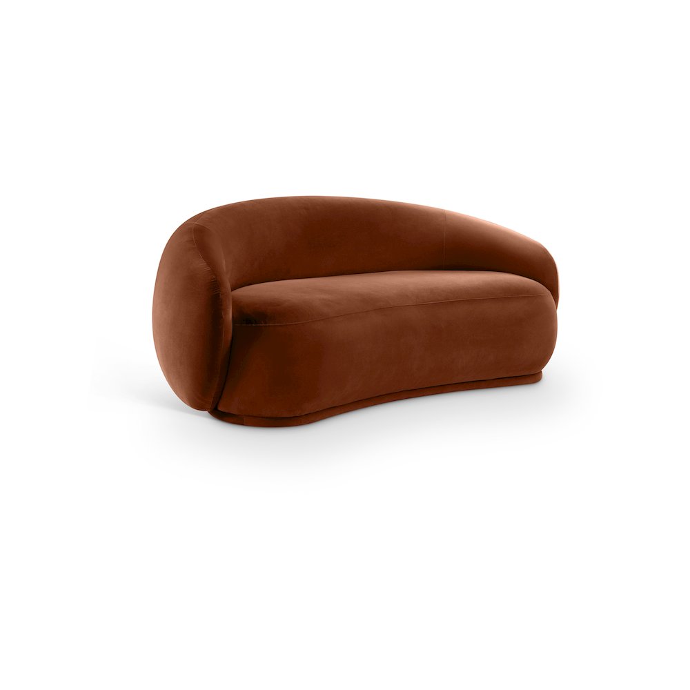 Emery Cognac Velvet Loveseat. Picture 1