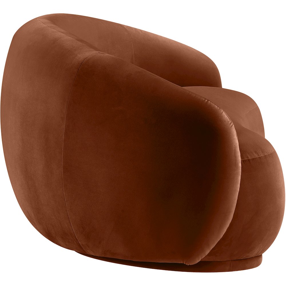 Emery Cognac Velvet Loveseat. Picture 3