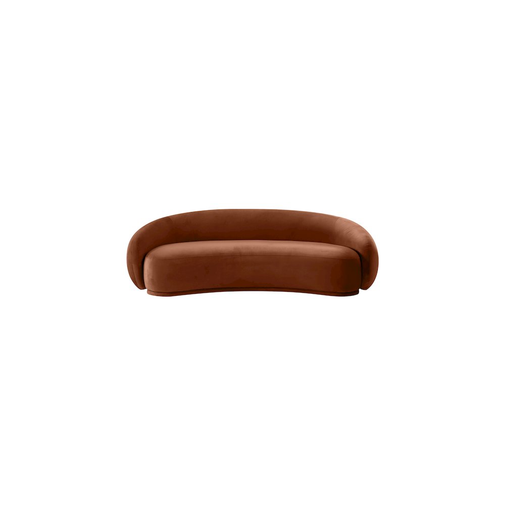Emery 93" Cognac Velvet Upholstered Sofa. Picture 2