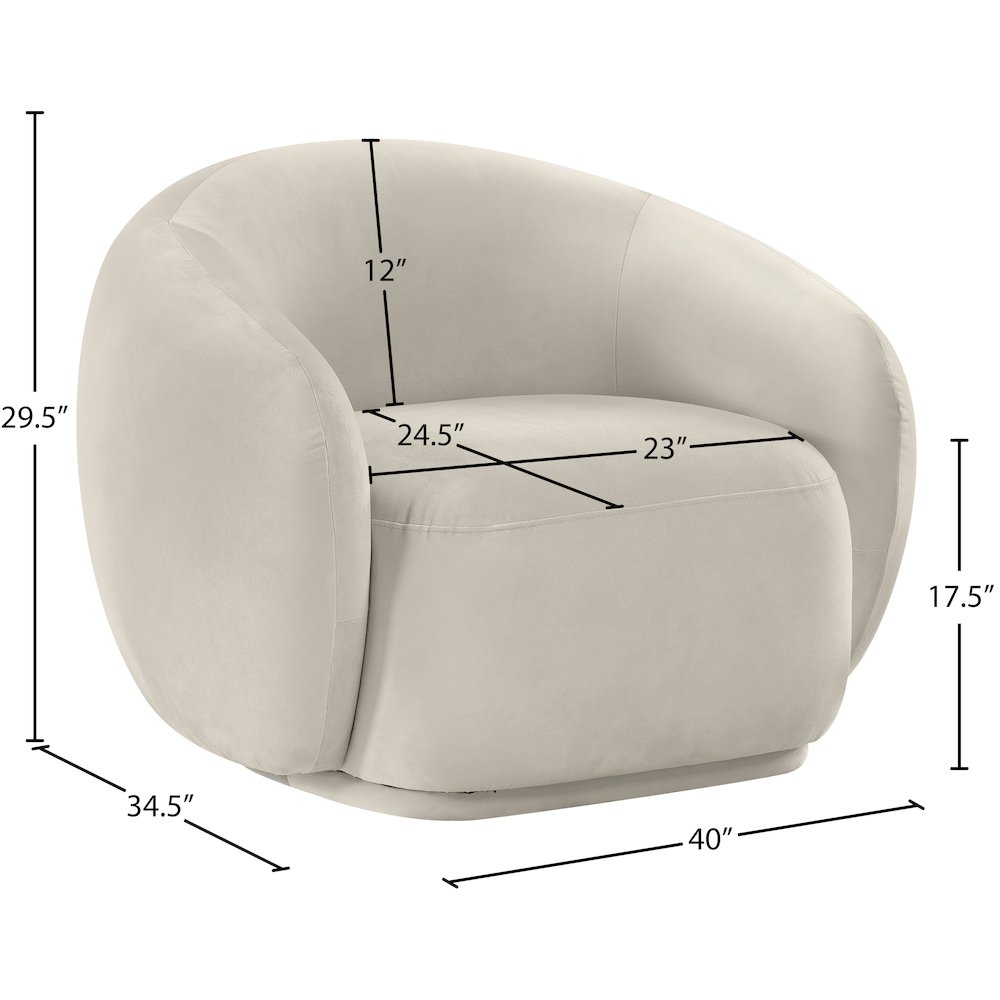 Emery Cream Velvet Chair. Picture 7