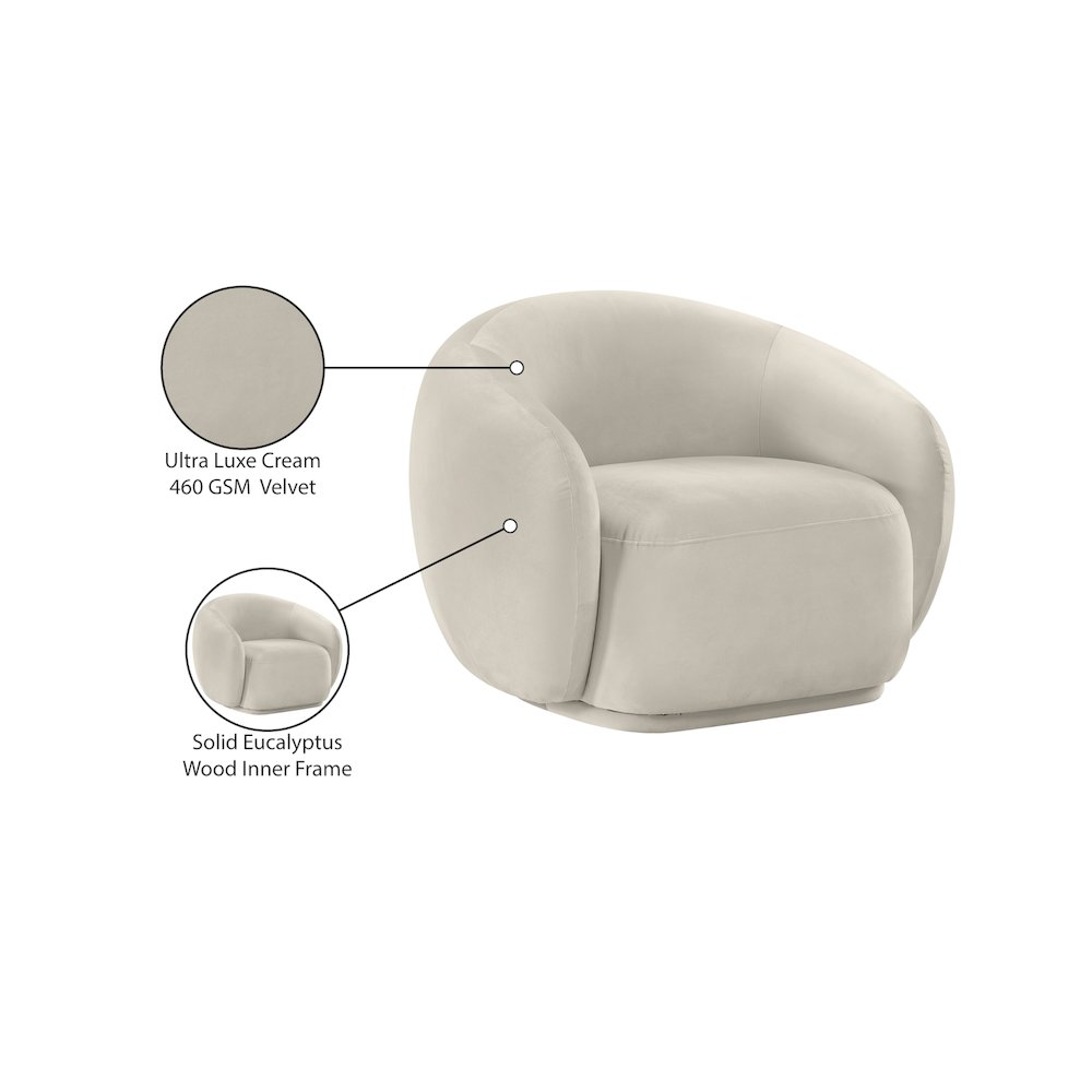 Emery Cream Velvet Chair. Picture 8