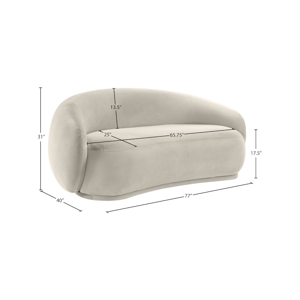 Emery Cream Velvet Loveseat. Picture 7