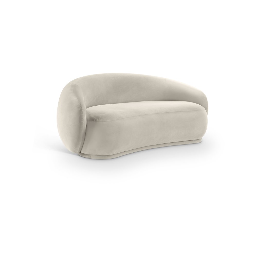 Emery Cream Velvet Loveseat. Picture 1