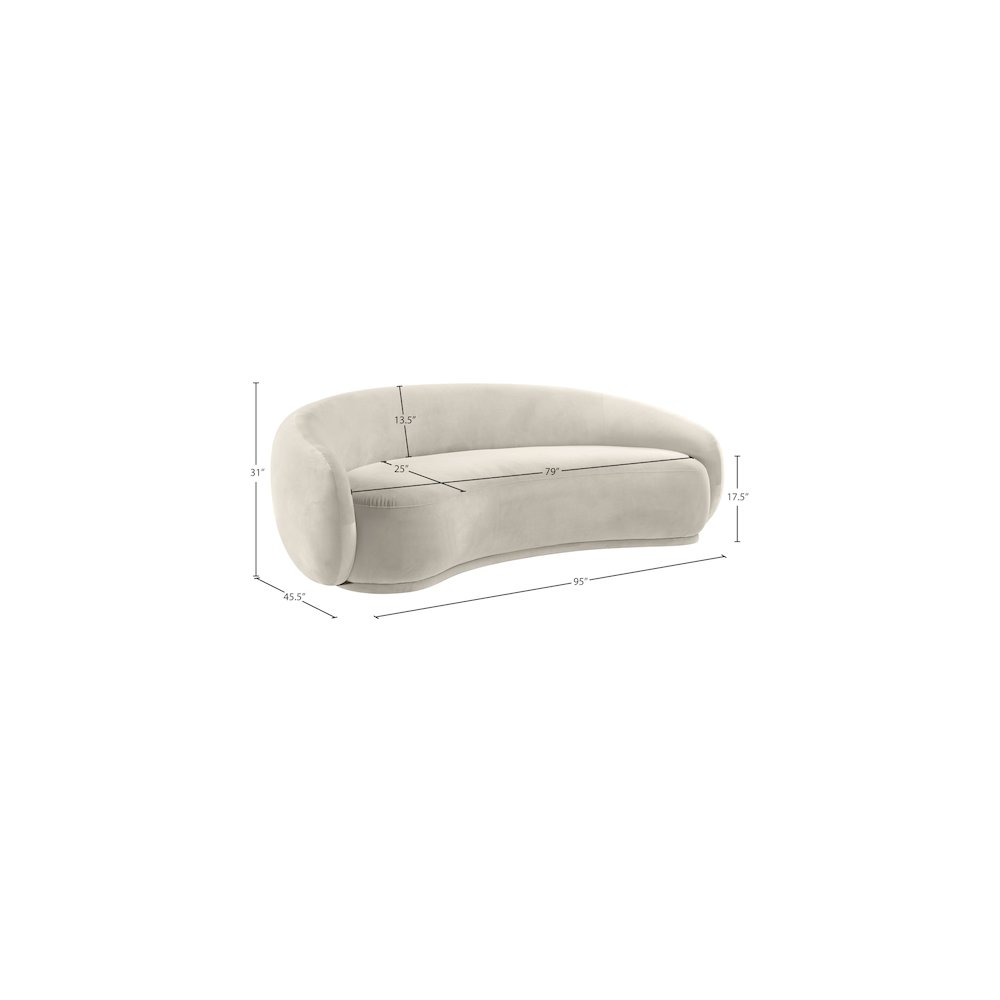 Emery Cream Velvet Sofa. Picture 7