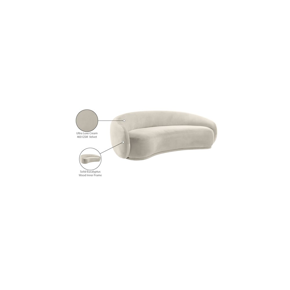 Emery Cream Velvet Sofa. Picture 8