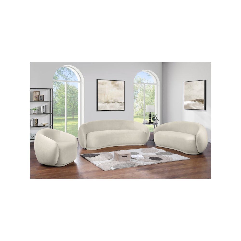 Emery Cream Velvet Sofa. Picture 6