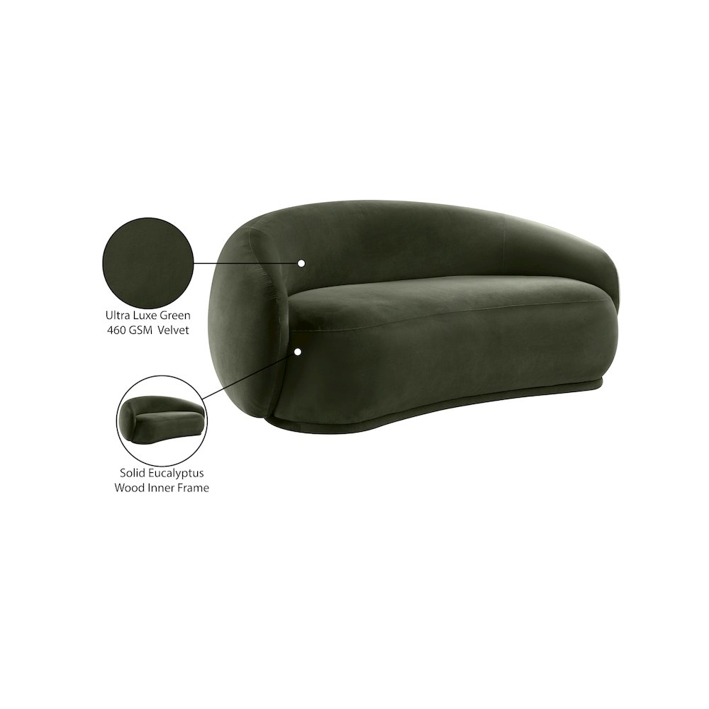 Emery Green Velvet Loveseat. Picture 8