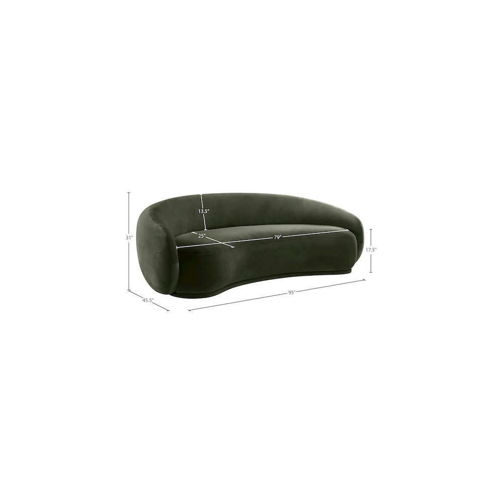 Emery 93" Green Velvet Upholstered Sofa. Picture 7