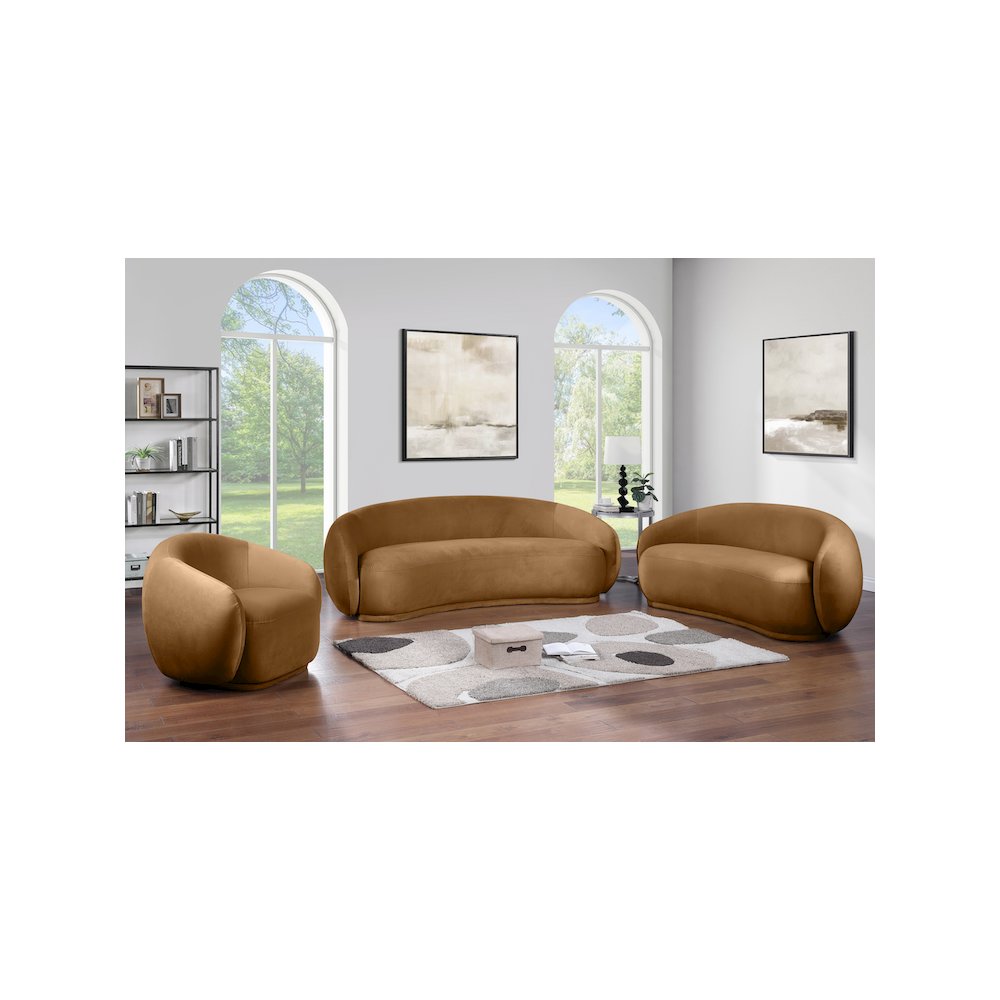 Emery Saddle Velvet Loveseat. Picture 6
