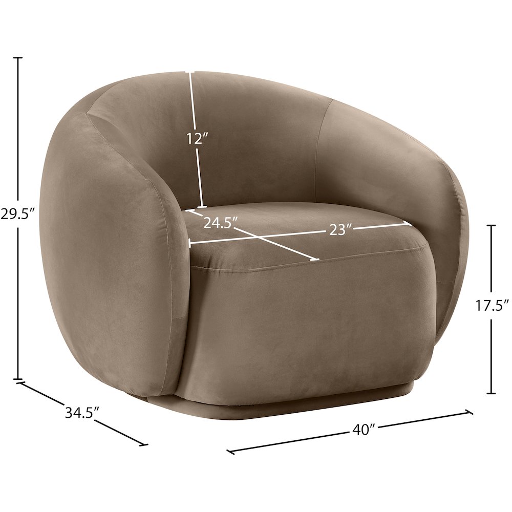 Emery Taupe Velvet Chair. Picture 7