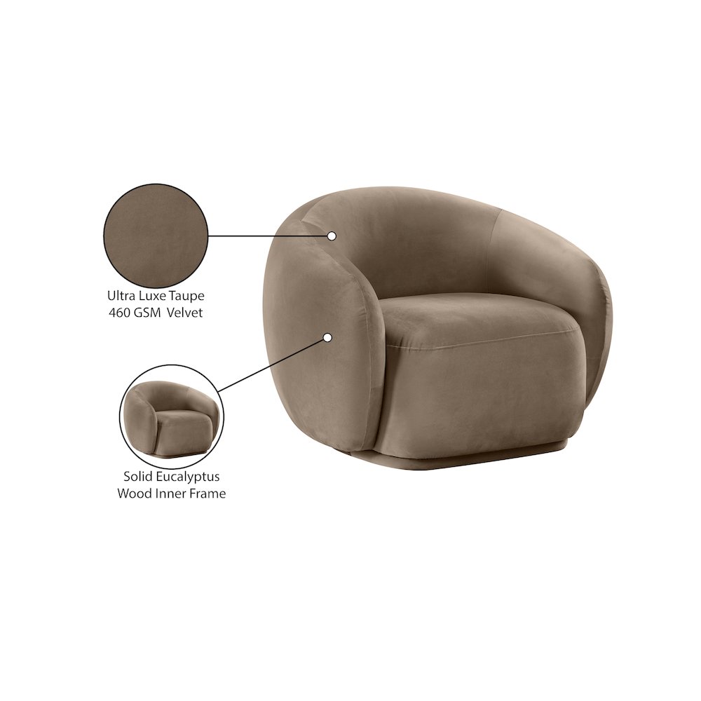 Emery Taupe Velvet Chair. Picture 8
