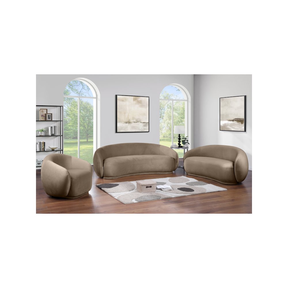 Emery Taupe Velvet Sofa. Picture 6