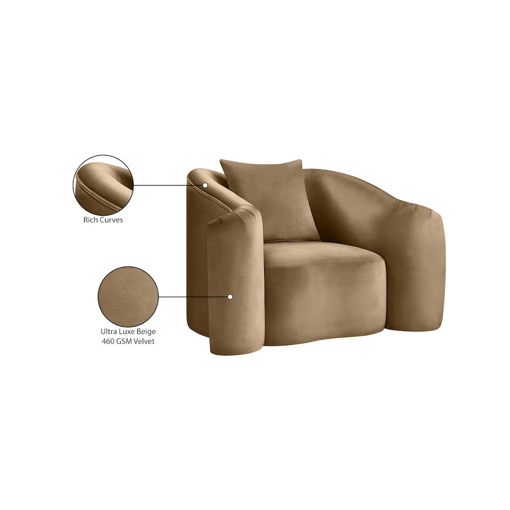 Destin Beige Velvet Chair. Picture 18