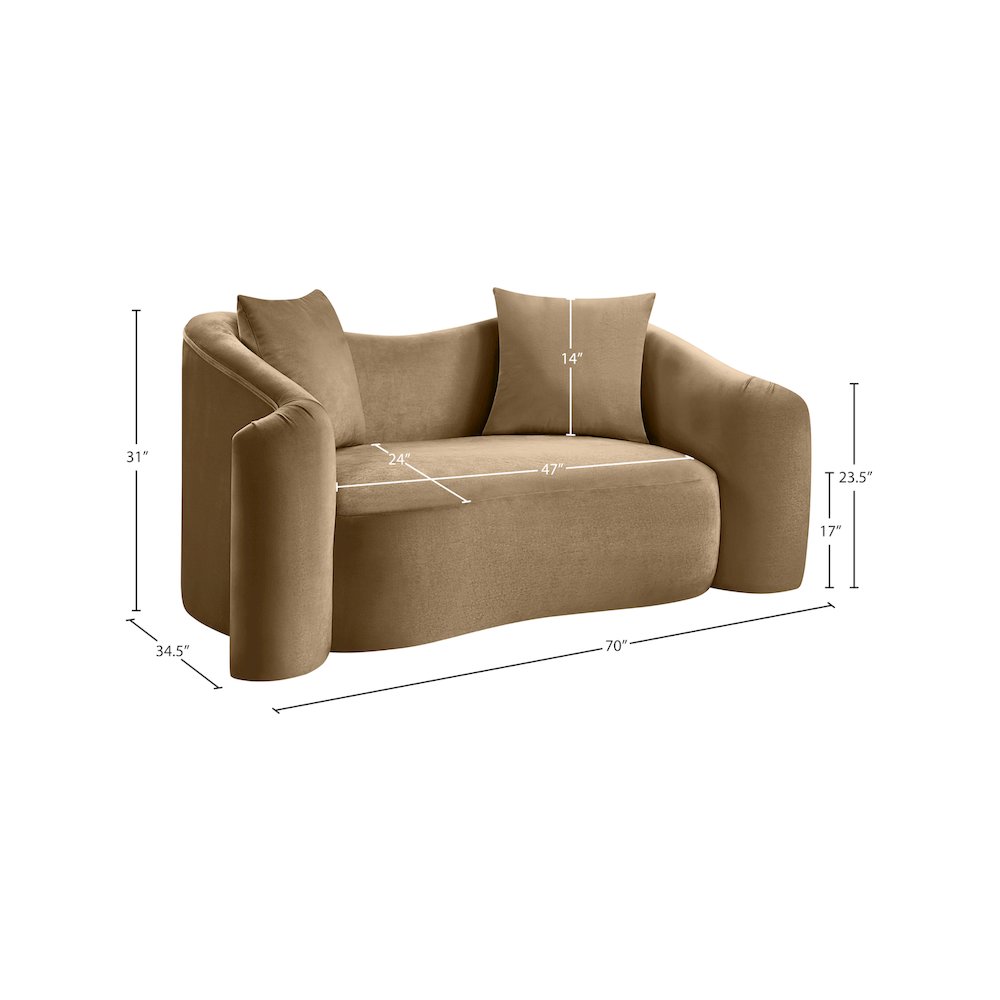 Destin Beige Velvet Loveseat. Picture 17