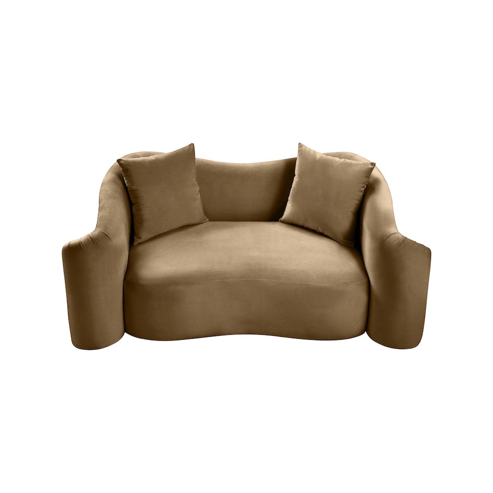 Destin Beige Velvet Loveseat. Picture 3