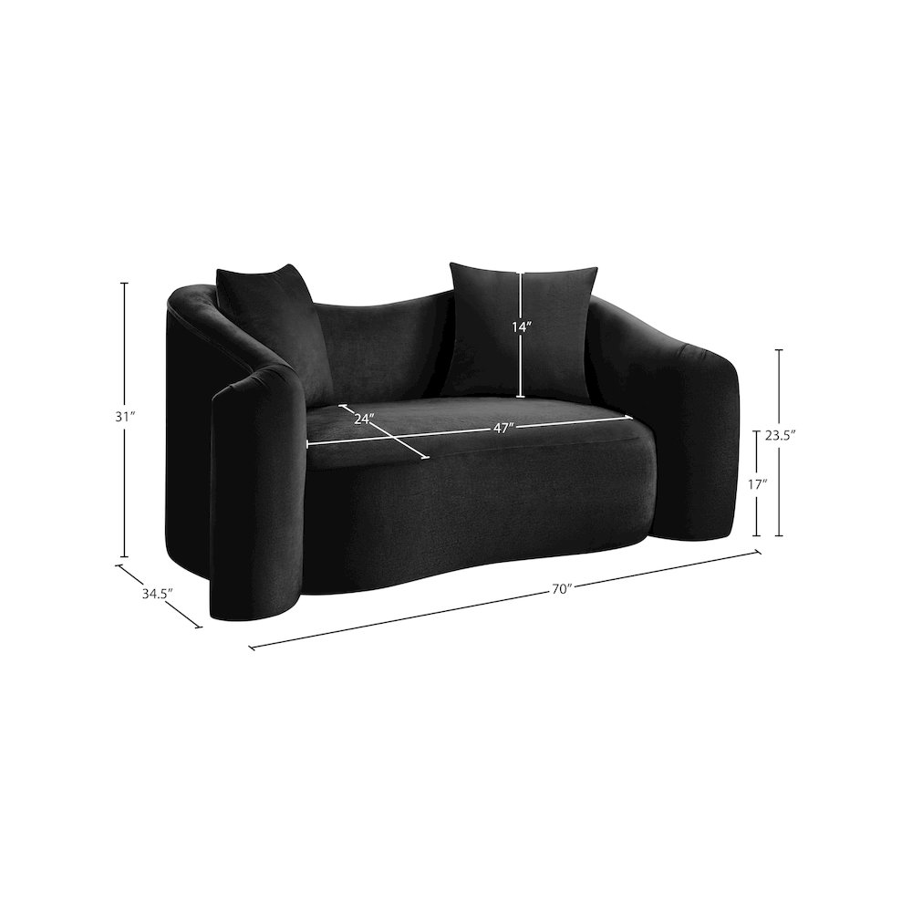 Destin Black Velvet Loveseat. Picture 17