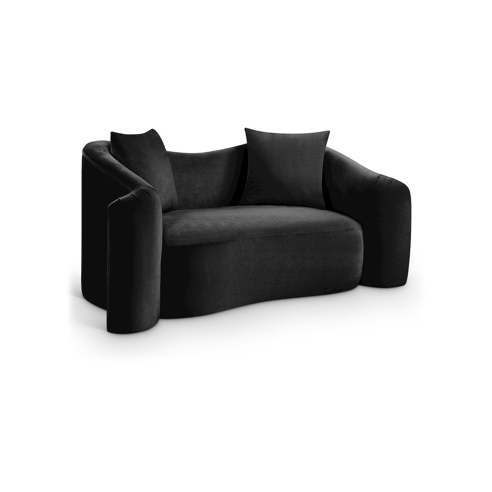 Destin Black Velvet Loveseat. Picture 1