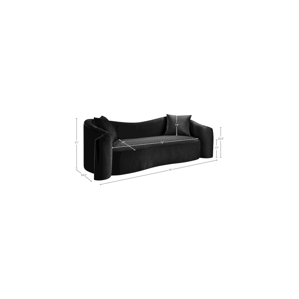 Destin Black Velvet Sofa. Picture 17
