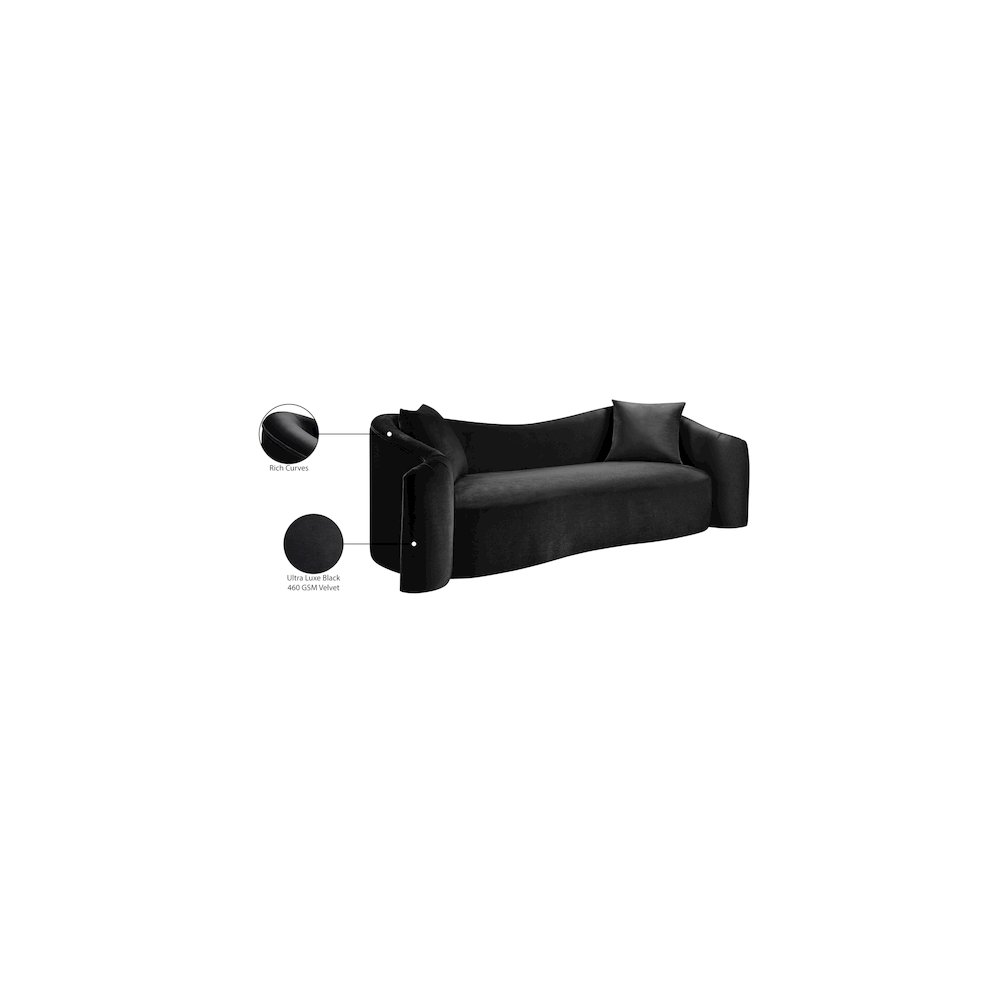 Destin Black Velvet Sofa. Picture 18