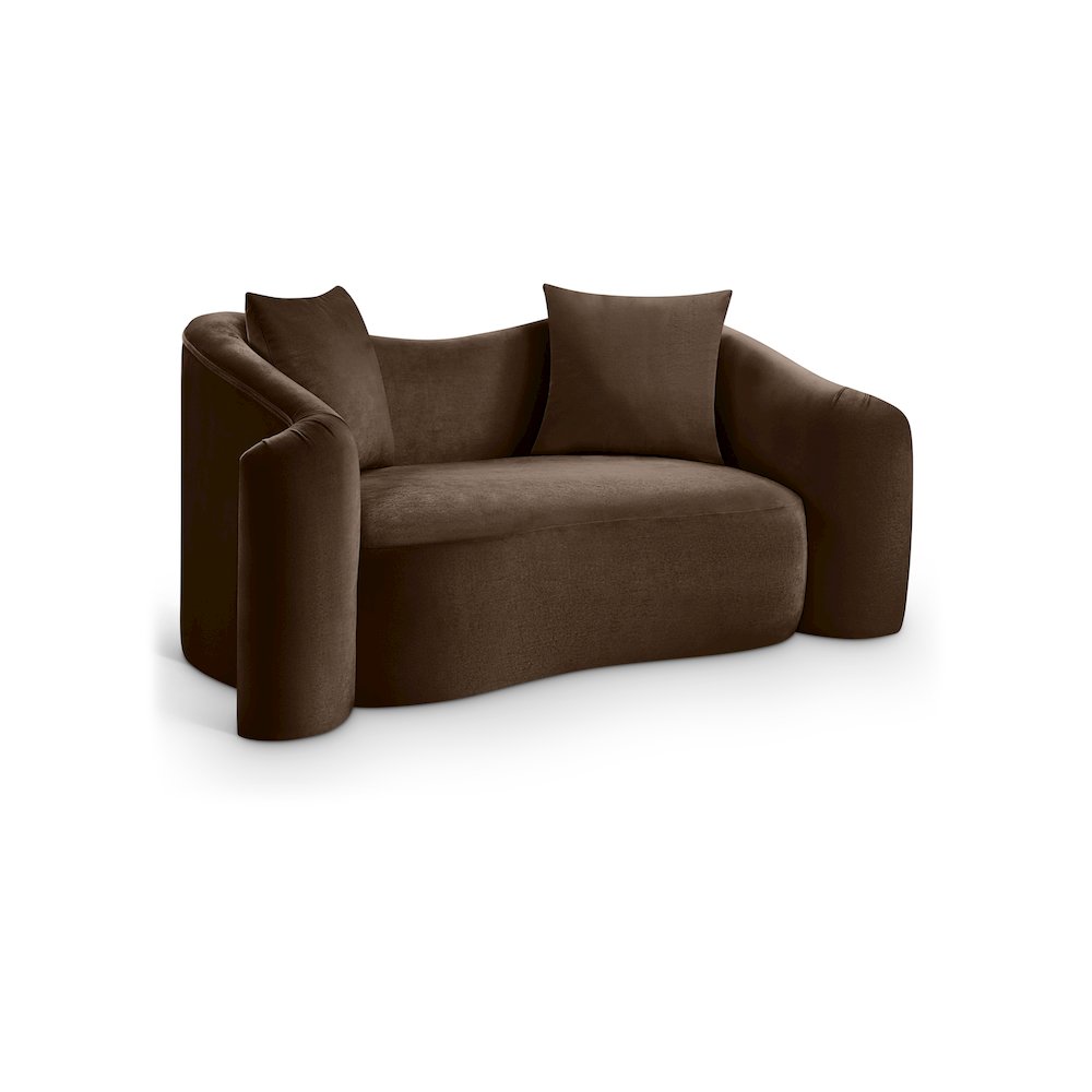 Destin Brown Velvet Loveseat. Picture 1