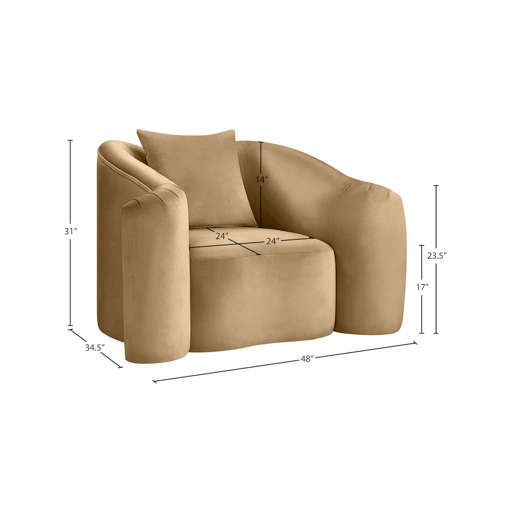 Destin Camel Velvet Chair. Picture 17