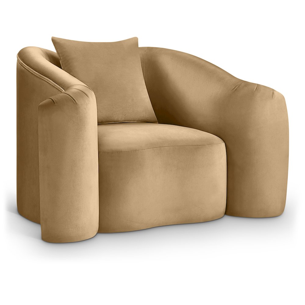 Destin Camel Velvet Chair. Picture 1