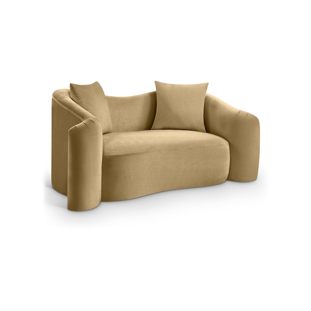 Destin Camel Velvet Loveseat. Picture 1