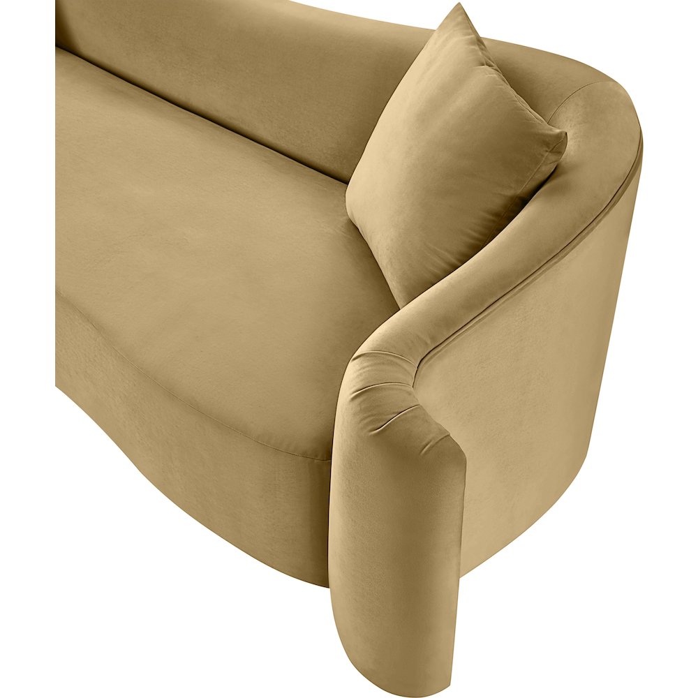 Destin Camel Velvet Loveseat. Picture 11
