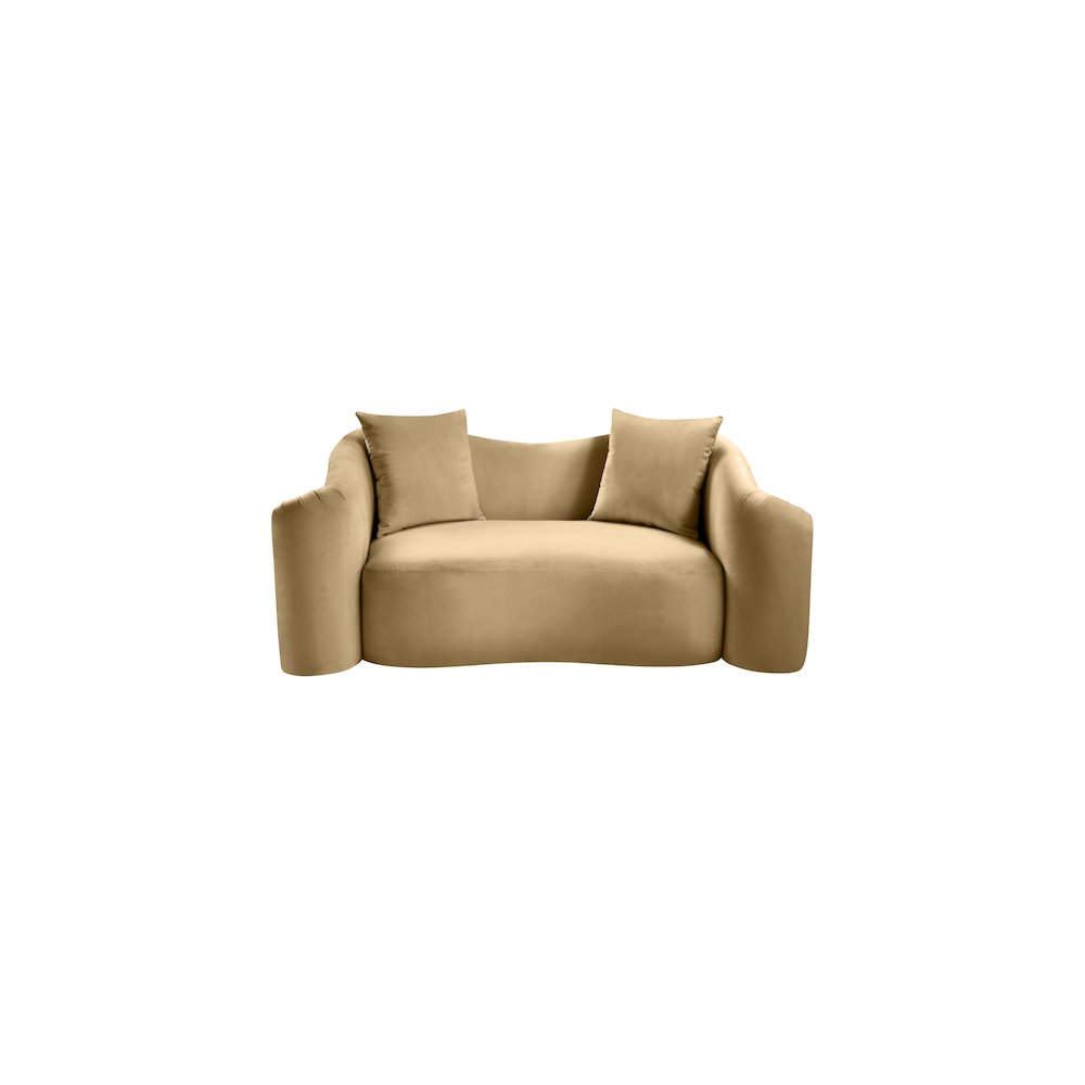 Destin Camel Velvet Loveseat. Picture 2