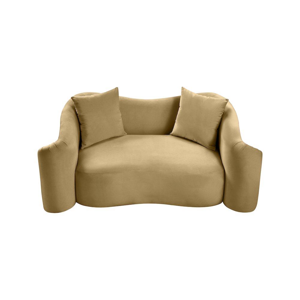 Destin Camel Velvet Loveseat. Picture 3