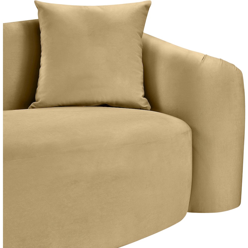 Destin Camel Velvet Loveseat. Picture 8