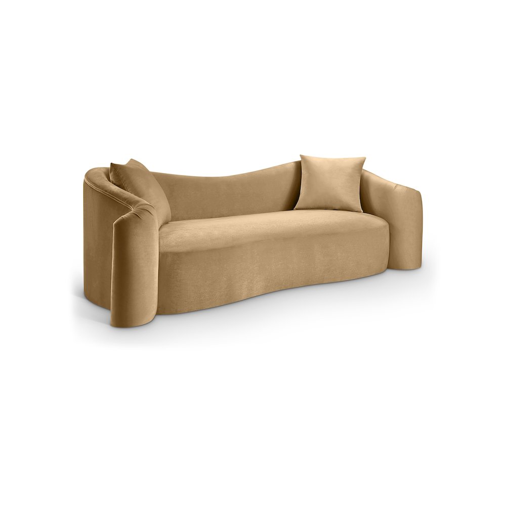Destin Camel Velvet Sofa. Picture 1