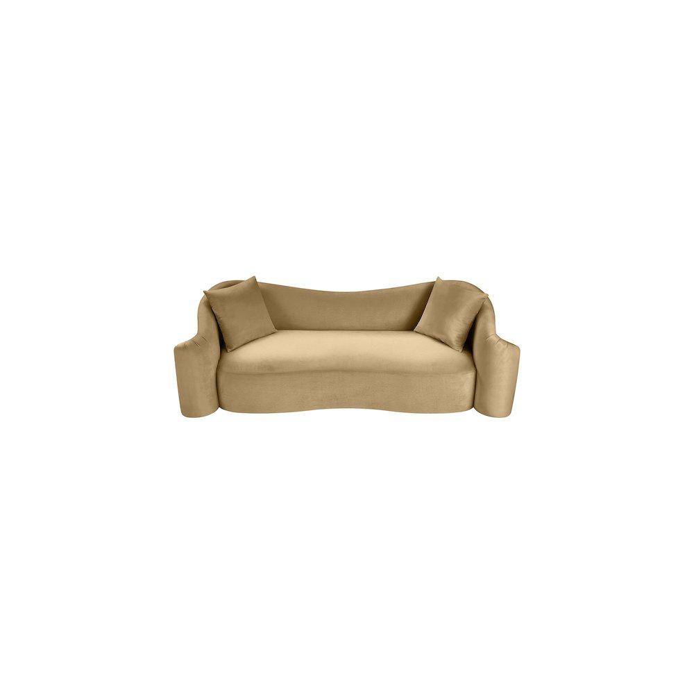 Destin Camel Velvet Sofa. Picture 3
