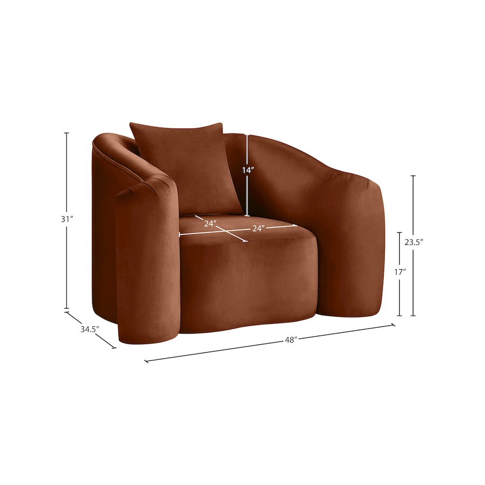 Destin Cognac Velvet Chair. Picture 17