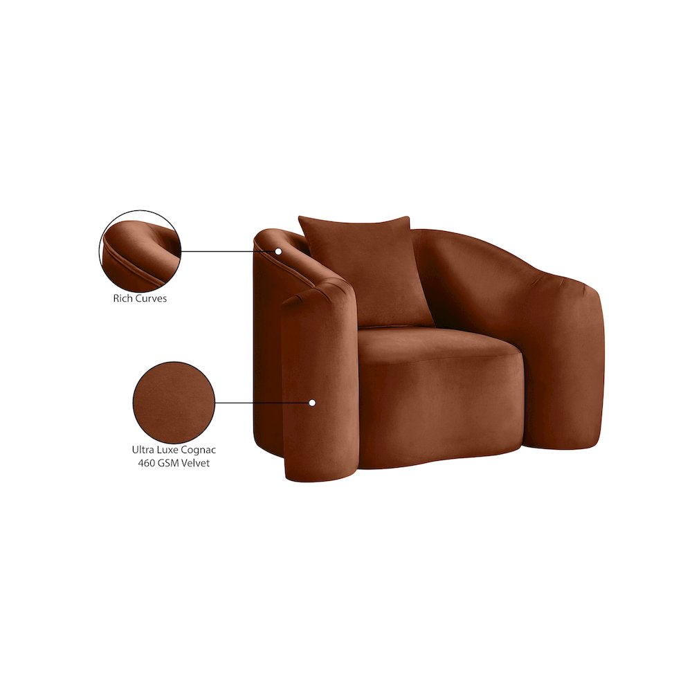 Destin Cognac Velvet Chair. Picture 18