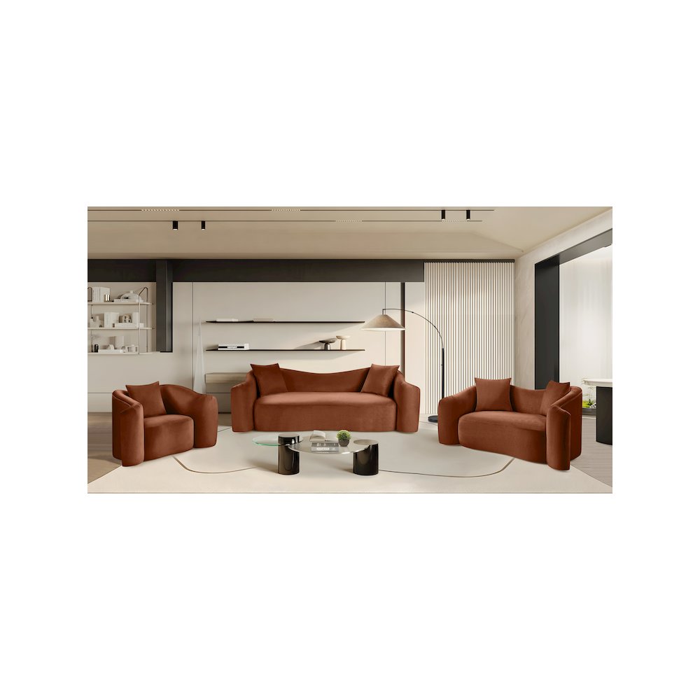 Destin Cognac Velvet Chair. Picture 16