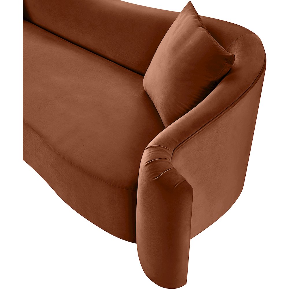 Destin Cognac Velvet Loveseat. Picture 11