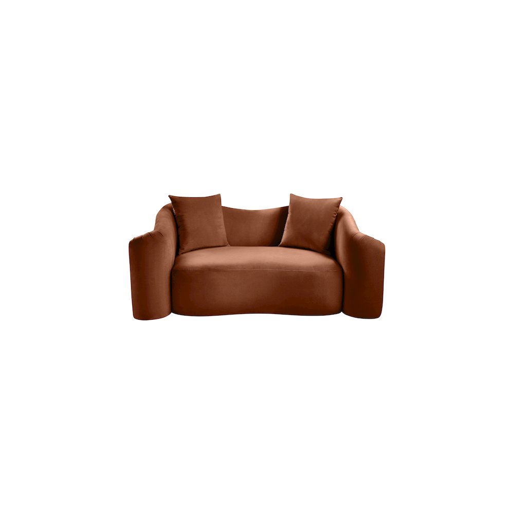 Destin Cognac Velvet Loveseat. Picture 2